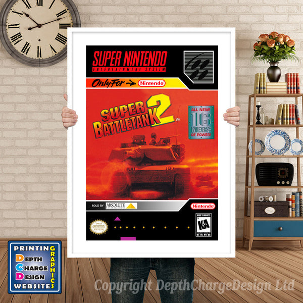 Super Battletank 2 Super Nintendo Game Inspired Theme Retro Gaming Poster