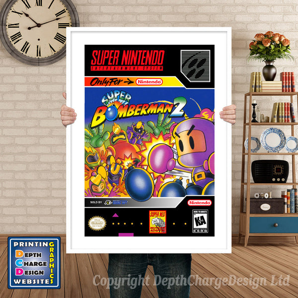 Super Bomberman 2 Super Nintendo Game Inspired Theme Retro Gaming Poster