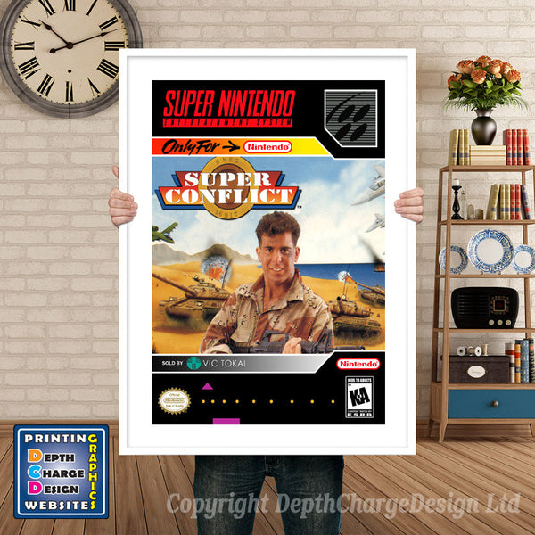 Super Conflict Super Nintendo Game Inspired Theme Retro Gaming Poster