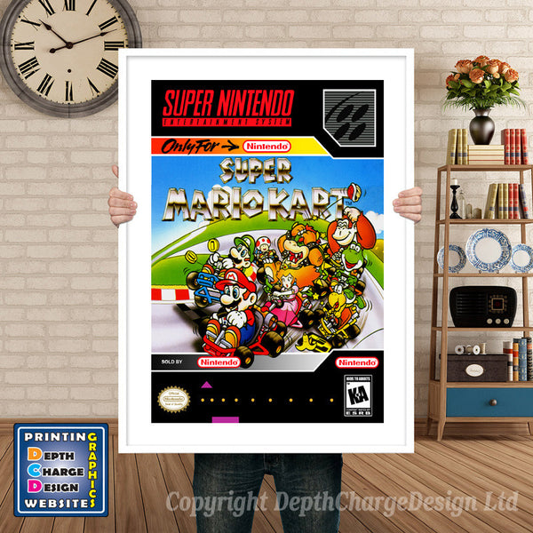 Super Mario Kart Super Nintendo Game Inspired Theme Retro Gaming Poster