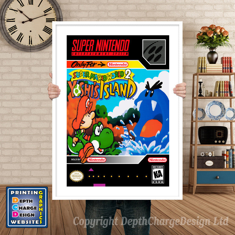 Super Mario World 2 Yoshi's Island Super Nintendo GAME INSPIRED THEME Retro Gaming Poster A4 A3 A2 Or A1