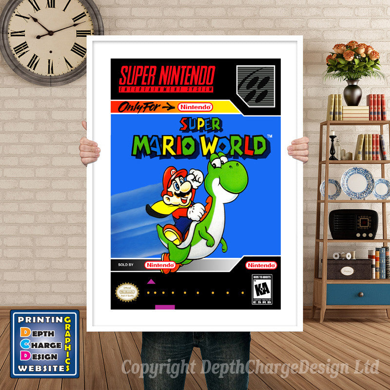 Super Mario World Super Nintendo GAME INSPIRED THEME Retro Gaming Poster A4 A3 A2 Or A1