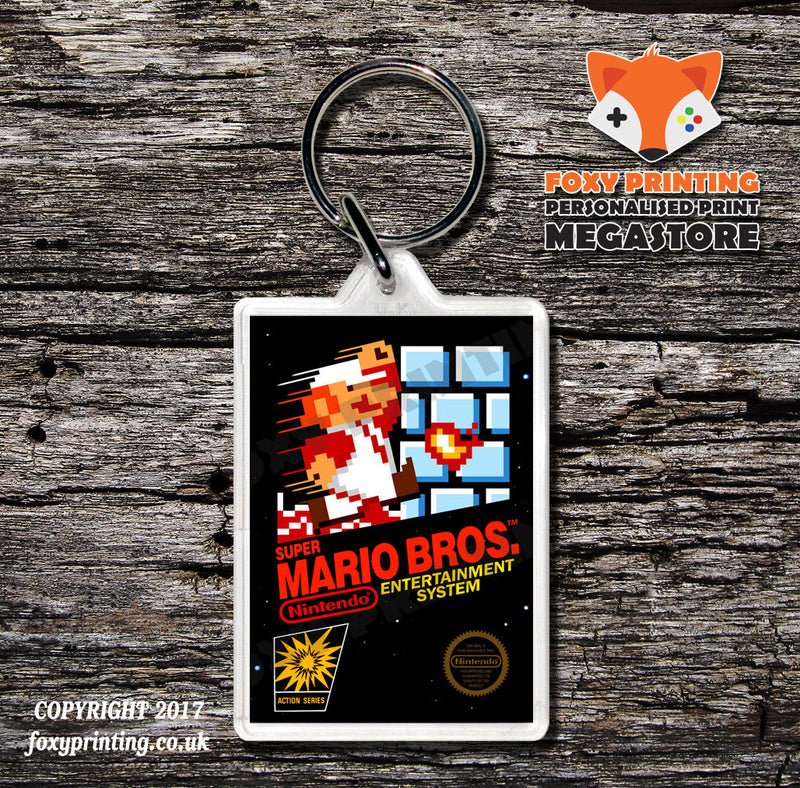 Super Mario Bros Duck Hunt Retro NES Game Cover Art Gaming Keyring