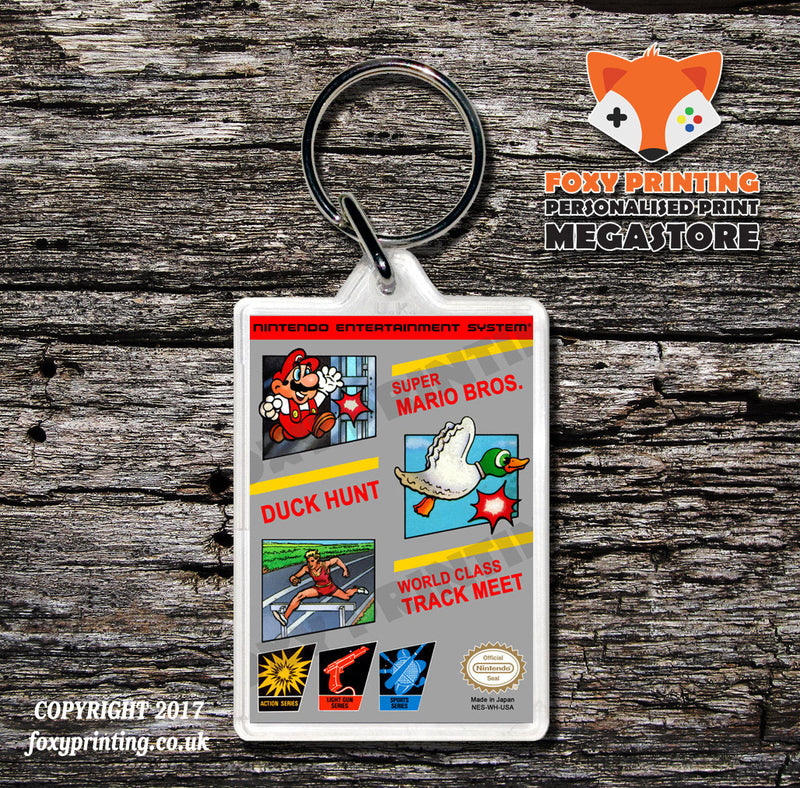 Super Mario Bros Retro NES Game Cover Art Gaming Keyring