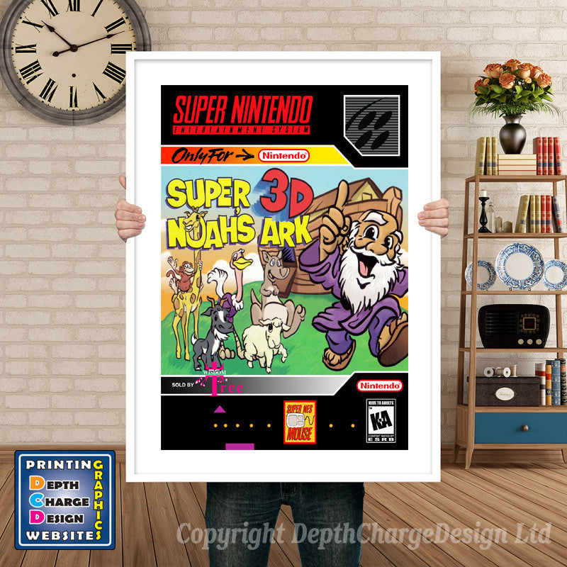 Super Noah's Ark 3D Super Nintendo GAME INSPIRED THEME Retro Gaming Poster A4 A3 A2 Or A1