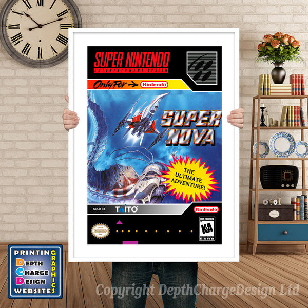 Super Nova Super Nintendo Game Inspired Theme Retro Gaming Poster