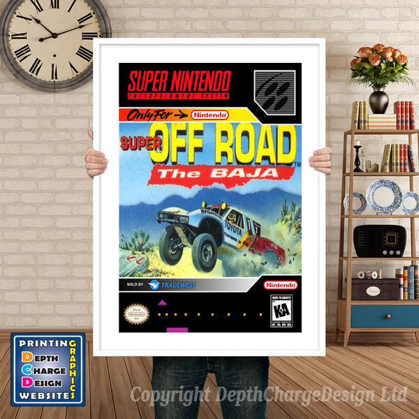 Super Off Road the Baja Super Nintendo Game Inspired Theme Retro Gaming Poster