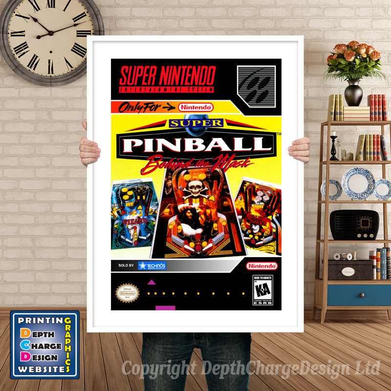Super Pinball Behind The Mask Super Nintendo GAME INSPIRED THEME Retro Gaming Poster A4 A3 A2 Or A1