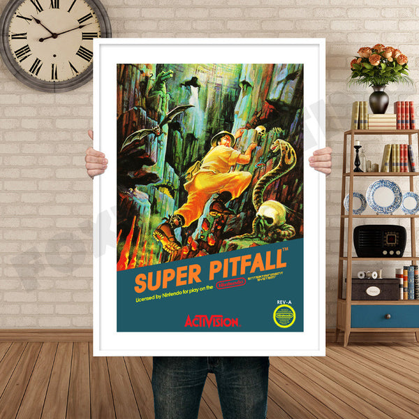 Super Pitfall Retro Game Inspired Theme Nintendo NES Gaming