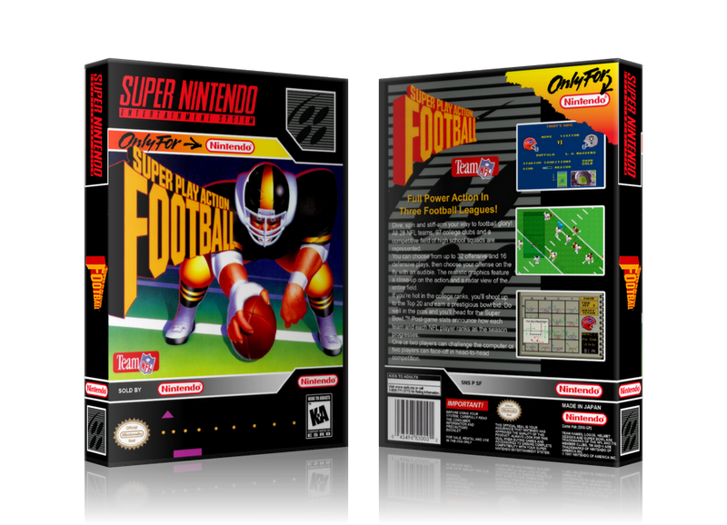 Super Play Action Football Replacement Nintendo SNES Game Case Or Cover
