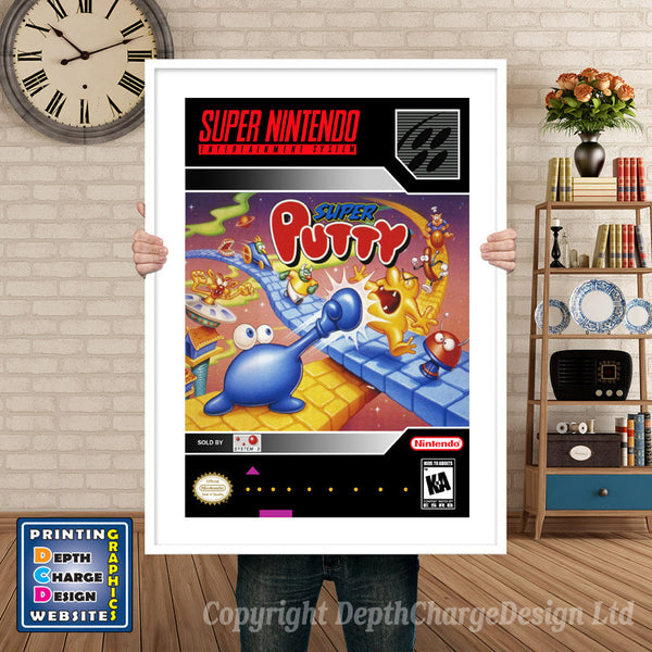 Super Putty Super Nintendo Game Inspired Theme Retro Gaming Poster