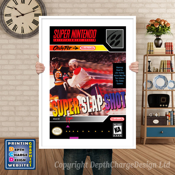 Super Slap Shot Super Nintendo Game Inspired Theme Retro Gaming Poster