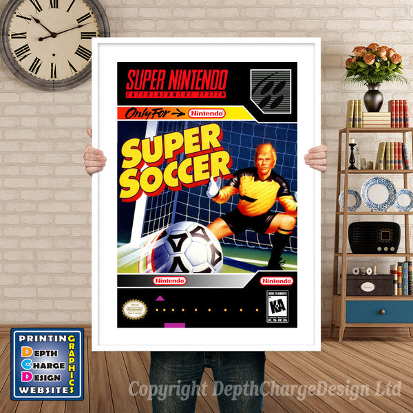 Super Soccer Super Nintendo Game Inspired Theme Retro Gaming Poster