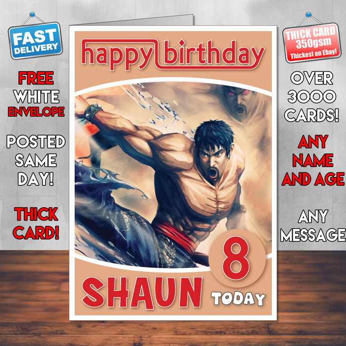 Personalised Super Street Fighter 2 Inspired Style Game Kids Inspired Birthday Card (SA)