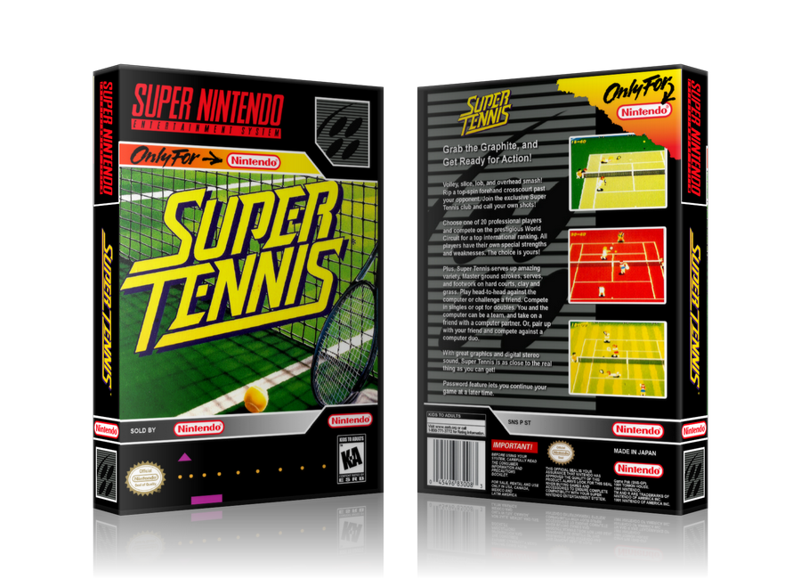 Super Tennis Replacement Nintendo SNES Game Case Or Cover – SNES Replacement Game case product image 1