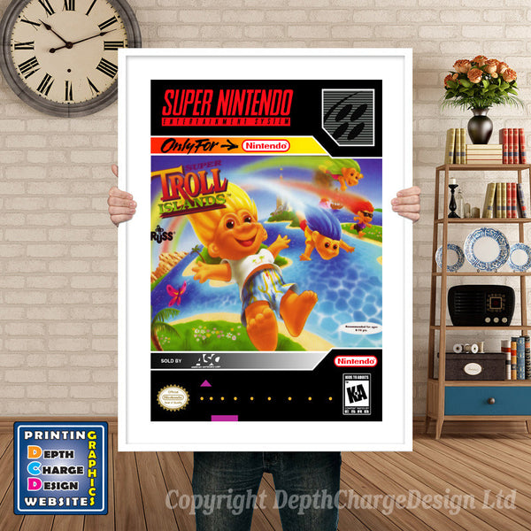 Super Troll Islands Super Nintendo Game Inspired Theme Retro Gaming Poster