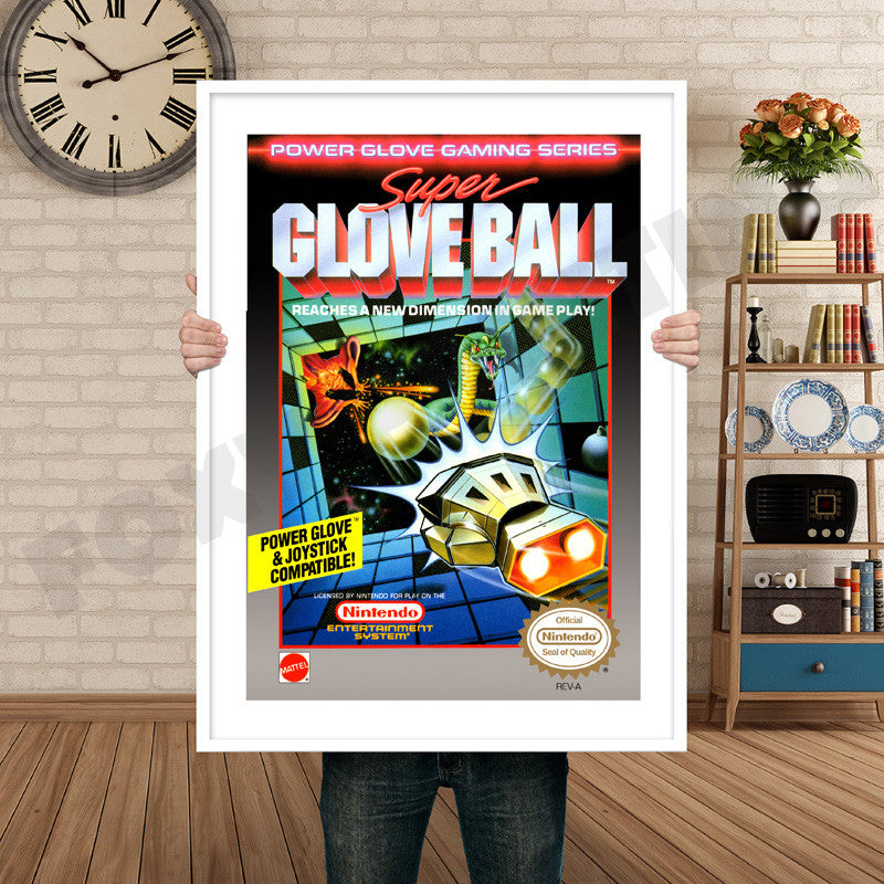 Super Glove Ball Retro GAME INSPIRED THEME Nintendo NES Gaming A4 A3 A2 Or A1 Poster Art 555