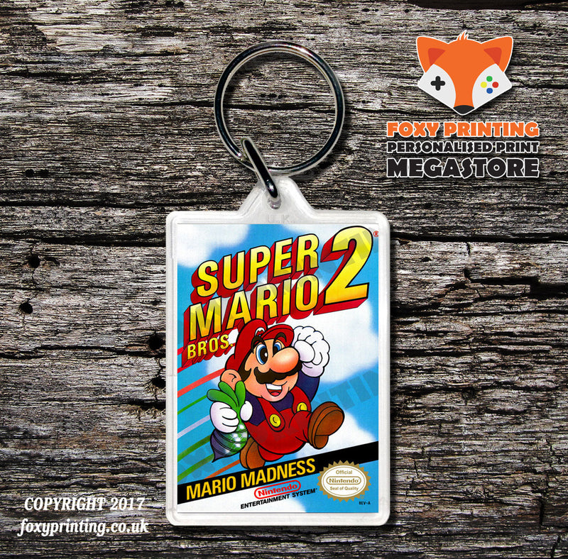 Super Mario Duck Track Retro NES Game Cover Art Gaming Keyring