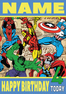 Super Heros THEME INSPIRED Style PERSONALISED Kids Adult FUNNY Birthday Card