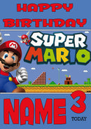 Retro Gaming Super Mario THEME INSPIRED Kids Adult Personalised Birthday Card