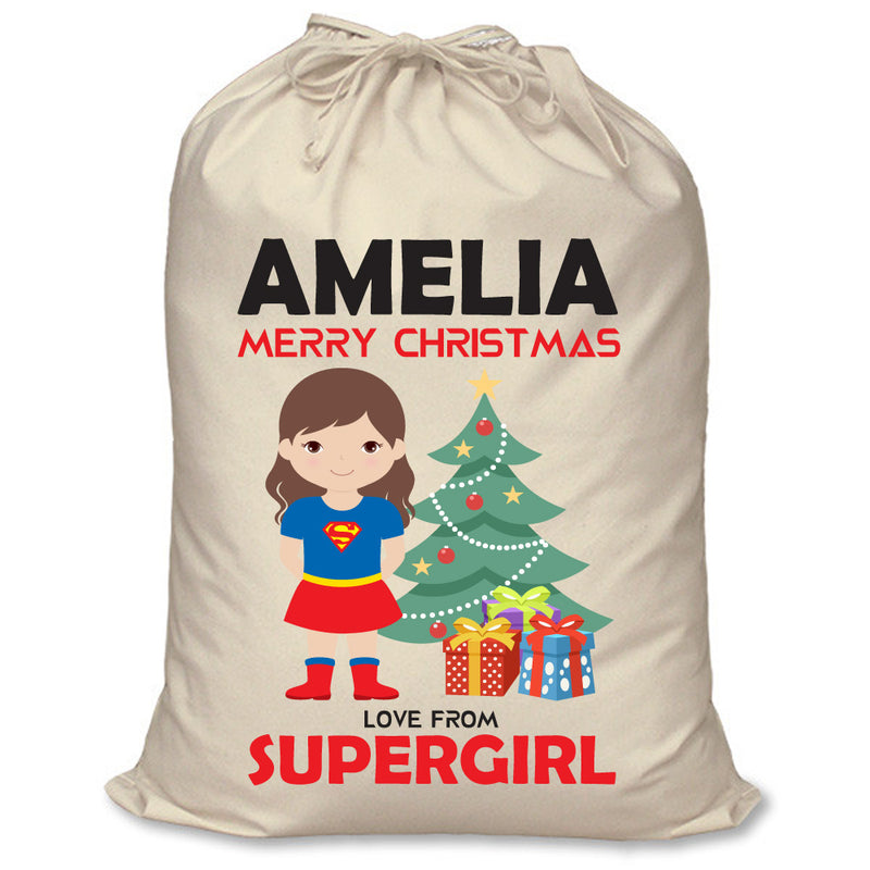 PERSONALISED Cartoon Inspired Super Hero Super Girly - XL Children's Christmas Santa Sack CUSTOMISE Present