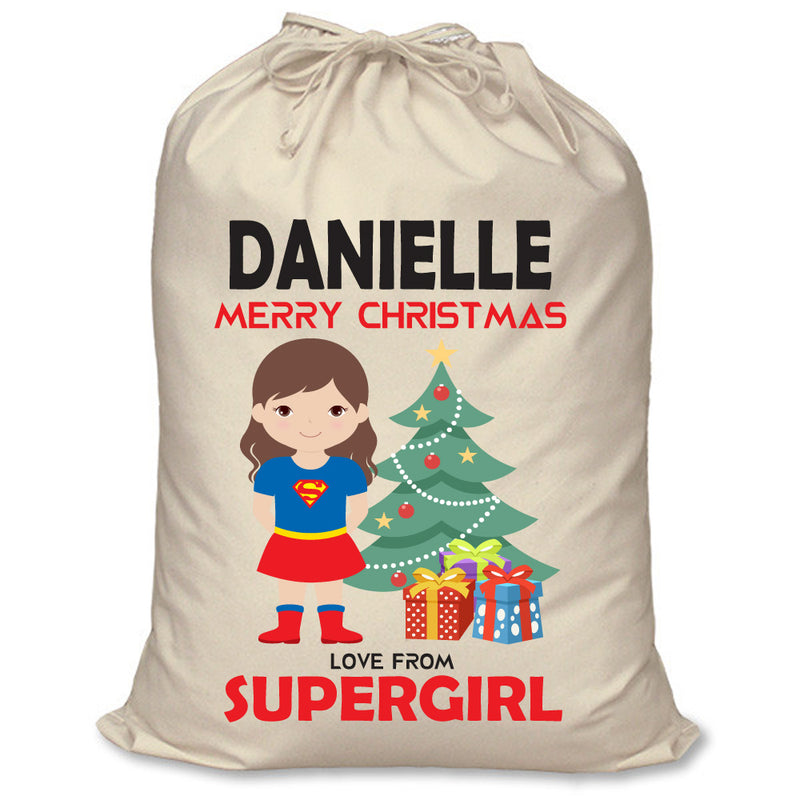 PERSONALISED Cartoon Inspired Super Hero Super Girly DANIELLE - XL Children's Christmas Santa Sack CUSTOMISE Present