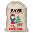PERSONALISED Cartoon Inspired Super Hero Super Girly FAYE - XL Children's Christmas Santa Sack CUSTOMISE Present