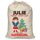 PERSONALISED Cartoon Inspired Super Hero Super Girly JULIE - XL Children's Christmas Santa Sack CUSTOMISE Present