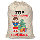 PERSONALISED Cartoon Inspired Super Hero Super Girly ZOE - XL Children's Christmas Santa Sack CUSTOMISE Present