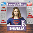 Supergirl Melissa Benoist Theme Style Personalised Kids Inspired Movie Birthday Card (SA)