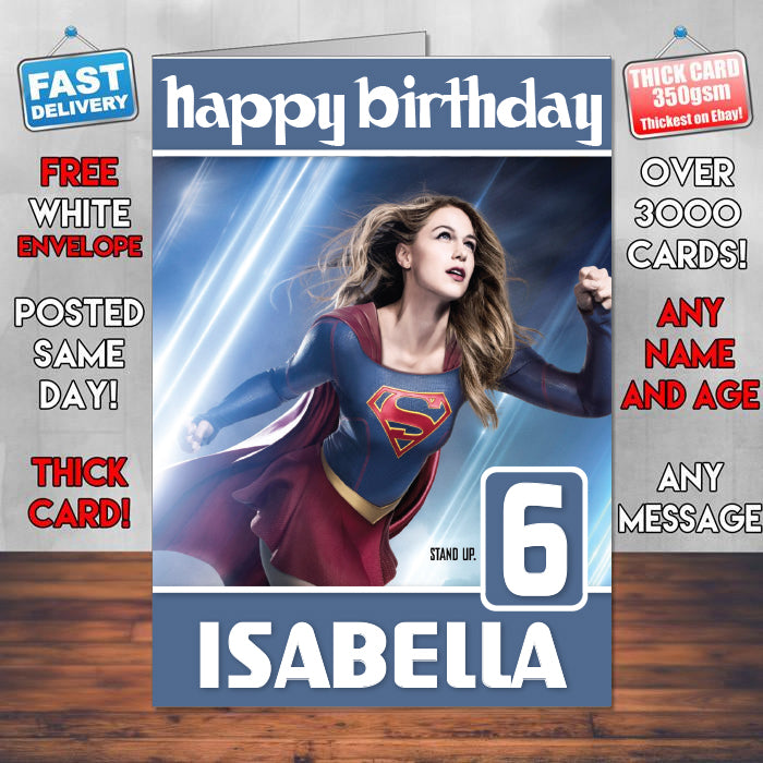 Supergirl Season 3 Hd Theme Style Personalised Kids Inspired Movie Birthday Card (SA)