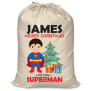 PERSONALISED Cartoon Inspired Super Hero Super Boy JAMES - XL Children's Christmas Santa Sack CUSTOMISE Present