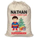 PERSONALISED Cartoon Inspired Super Hero Super Boy NATHAN - XL Children's Christmas Santa Sack CUSTOMISE Present
