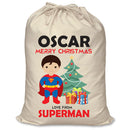 PERSONALISED Cartoon Inspired Super Hero Super Boy OSCAR - XL Children's Christmas Santa Sack CUSTOMISE Present
