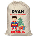 PERSONALISED Cartoon Inspired Super Hero Super Boy RYAN - XL Children's Christmas Santa Sack CUSTOMISE Present