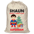 PERSONALISED Cartoon Inspired Super Hero Super Boy SHAUN - XL Children's Christmas Santa Sack CUSTOMISE Present