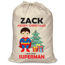 PERSONALISED Cartoon Inspired Super Hero Super Boy ZACK - XL Children's Christmas Santa Sack CUSTOMISE Present