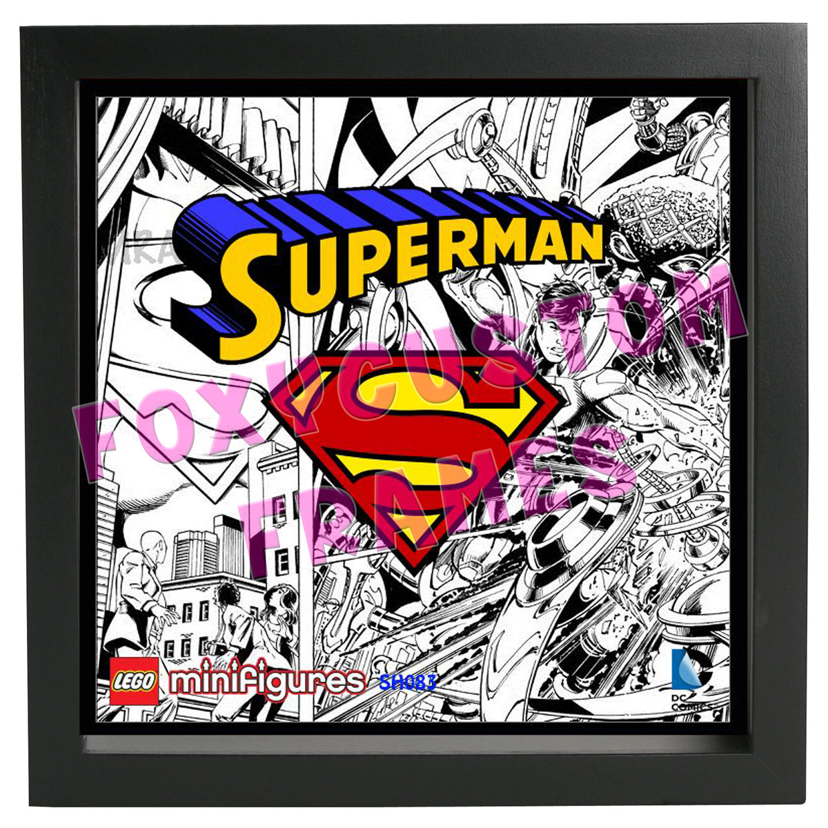 Superman Lego Display Case - Minifigure Display Background and Frames
