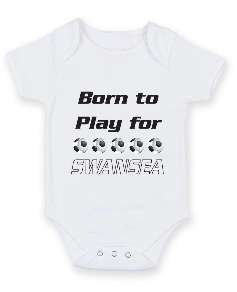 Swansea Born to Play Football Fan Baby Grow Bodysuit
