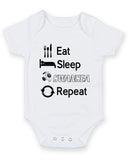 Swansea Eat Sleep Repeat Football Fan Baby Grow Bodysuit