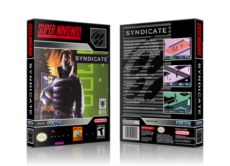 Syndicate Replacement Nintendo SNES Game Case Or Cover