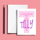 Personalised Name Word Art Poster Print Pink Letter T