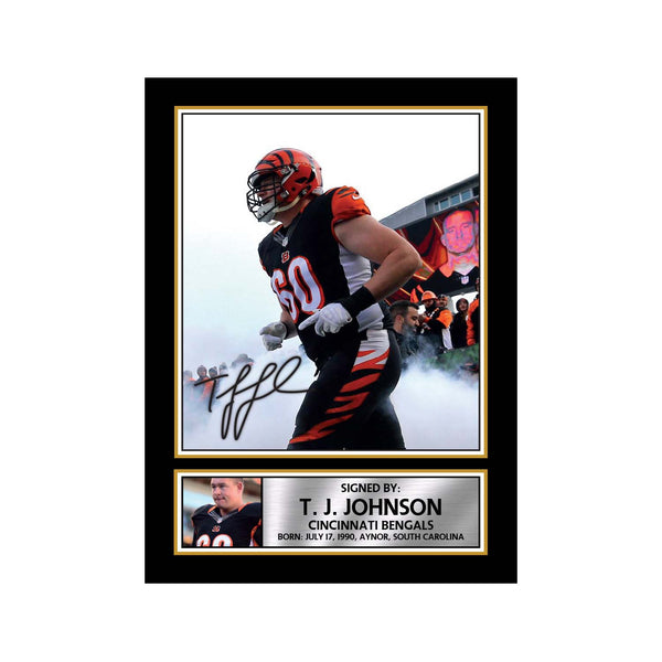 T. J. Johnson 2 American Football Printed Signature Print