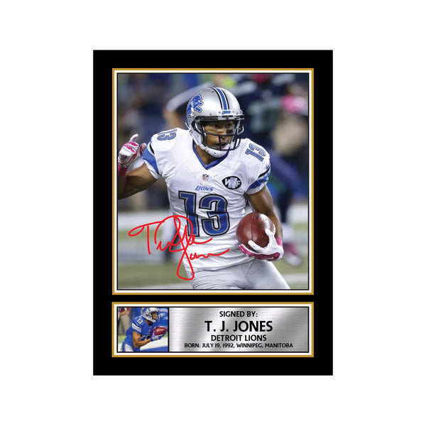 T. J. Jones 2 American Football Printed Signature Print