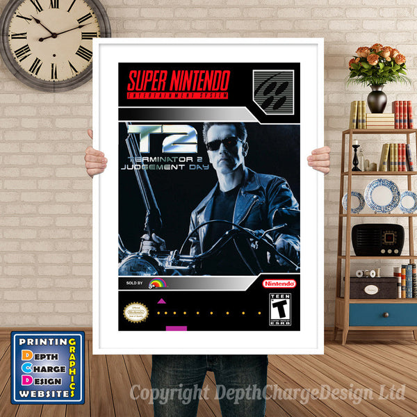 T2 Judgement Day Super Nintendo Game Inspired Theme Retro Gaming Poster