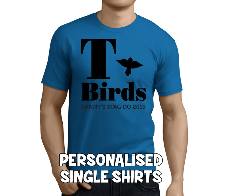 T Birds Black Custom Stag T-Shirt - Any Name - Party Tee