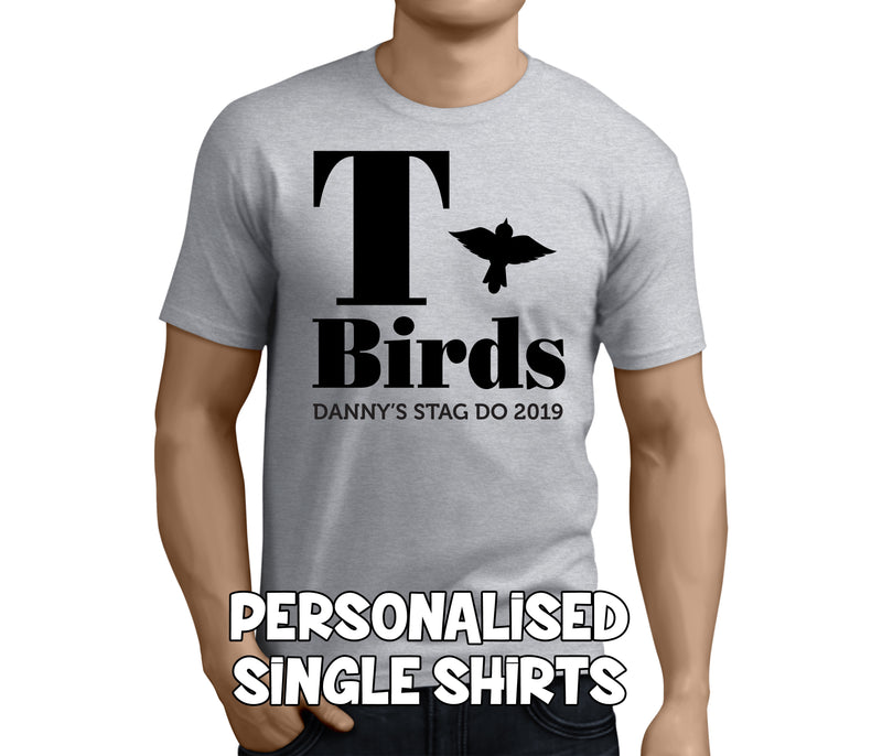 T Birds Black Custom Stag T-Shirt - Any Name - Party Tee