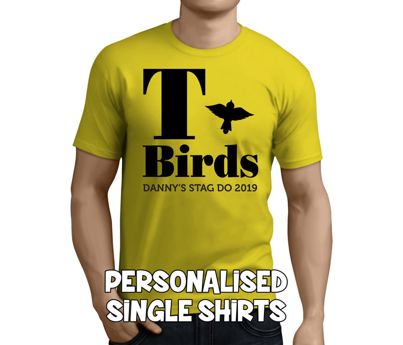 T Birds Black Custom Stag T-Shirt - Any Name - Party Tee