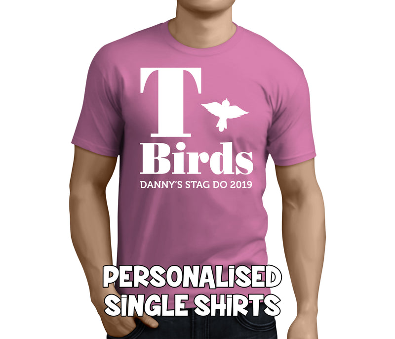 T Birds White Custom Stag T-Shirt - Any Name - Party Tee
