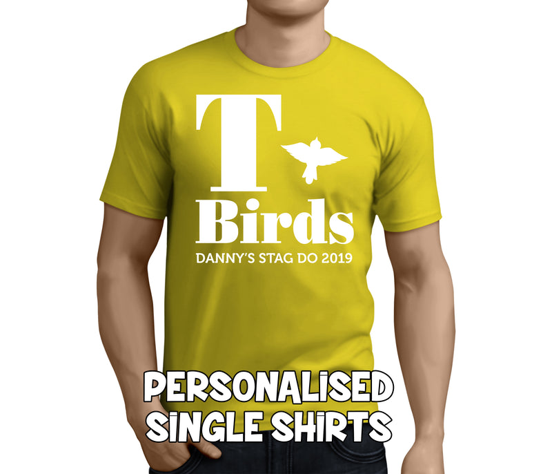T Birds White Custom Stag T-Shirt - Any Name - Party Tee